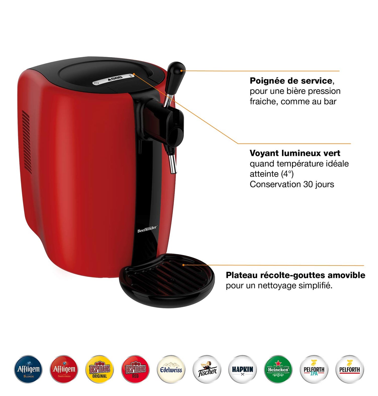 SEB Beertender Bierzapfanlage, für Biermaschine, 5 l, Temperaturanzeige, rot, 70 W, VB310510
