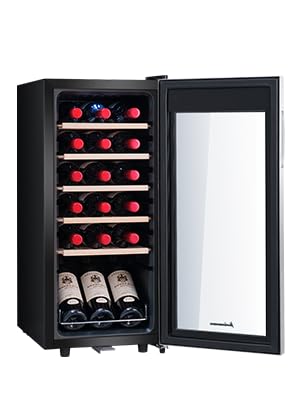 Kalamera Weinkühlschrank, 18 Flaschen 51 Liter Weinkühlschrank klein mit Kompressor, 5-18°C Kühlzone, KRC-51FCSS