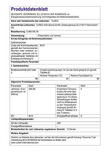°CUBES Getränkekühlschrank 90 L – Glastür, 4 Ablagen, kompakt & stilvoll, für Zuhause, Büro, Partys & Gastro, Schwarz