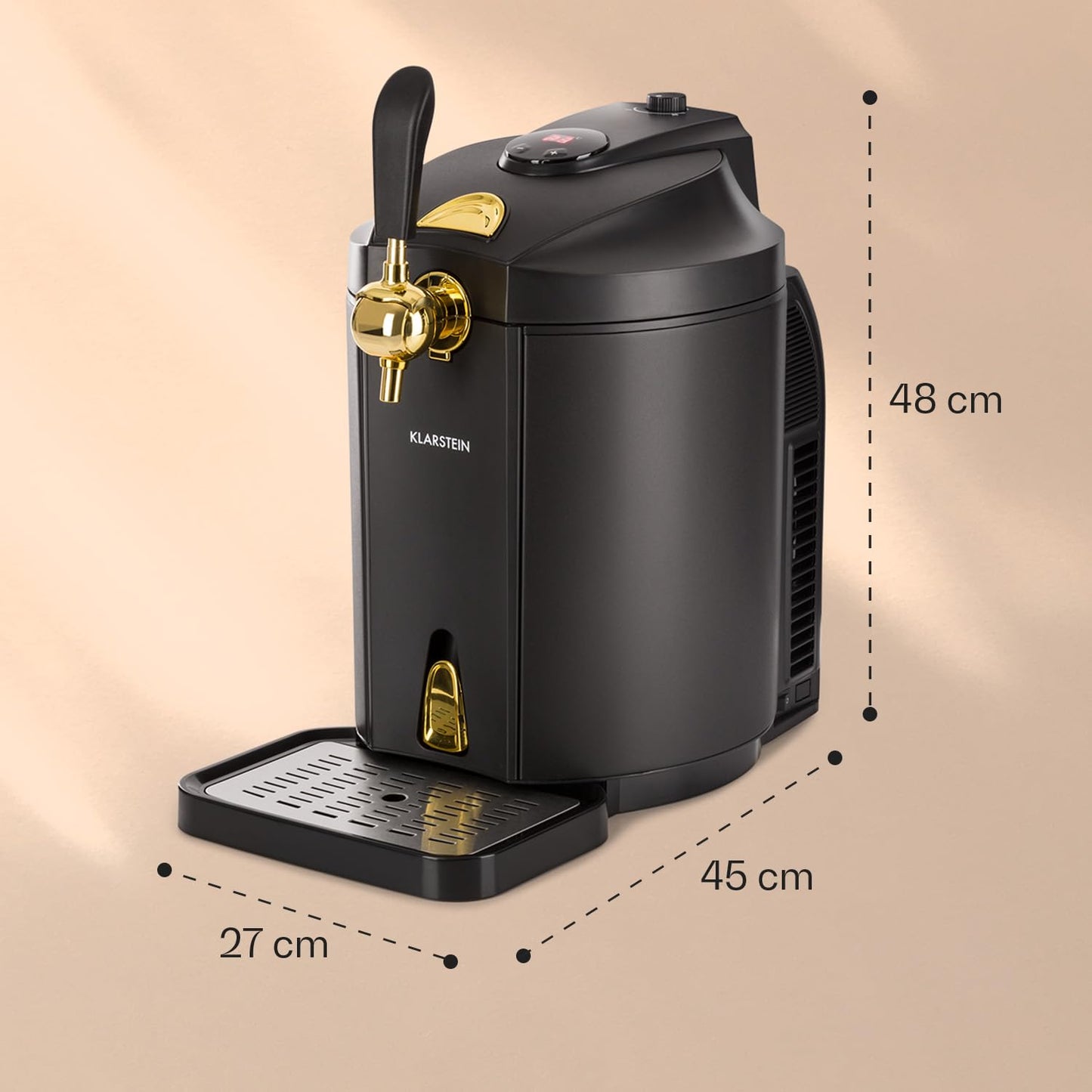"Klarstein Skal Bierzapfanlage mit integriertem Kühler, 2–12 °C, 5L, thermoelektrisch, leise (38 dB), schwarz, universal"