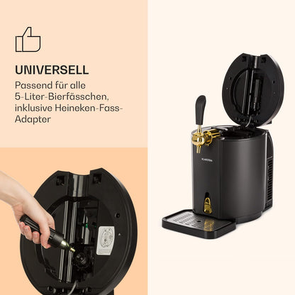 "Klarstein Skal Bierzapfanlage mit integriertem Kühler, 2–12 °C, 5L, thermoelektrisch, leise (38 dB), schwarz, universal"