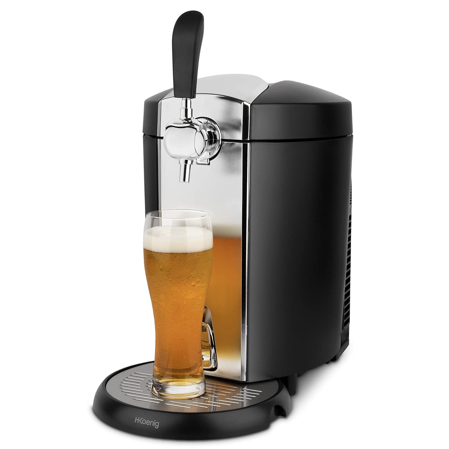 H.Koenig Bierzapfanlage BW1778 – Für 5L Universal-Druckfässer, integrierte Kühlung 4 °C, Edelstahl, professionell & universell