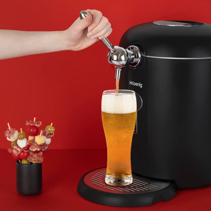 H.Koenig Bierzapfanlage BW1688 – Für 6L & 5L Fässer, integrierte Kühlung, einstellbare Temperatur 3–12 °C, Schwarz
