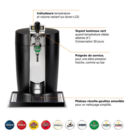 Krups Bierzapfanlage Beertender VB700800 – 5L Zapfmaschine mit Temperaturanzeige & Volumenanzeige, Chrom, Schwarz/Anthrazit