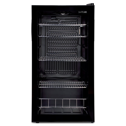 °CUBES Getränkekühlschrank 90 L – Glastür, 4 Ablagen, kompakt & stilvoll, für Zuhause, Büro, Partys & Gastro, Schwarz
