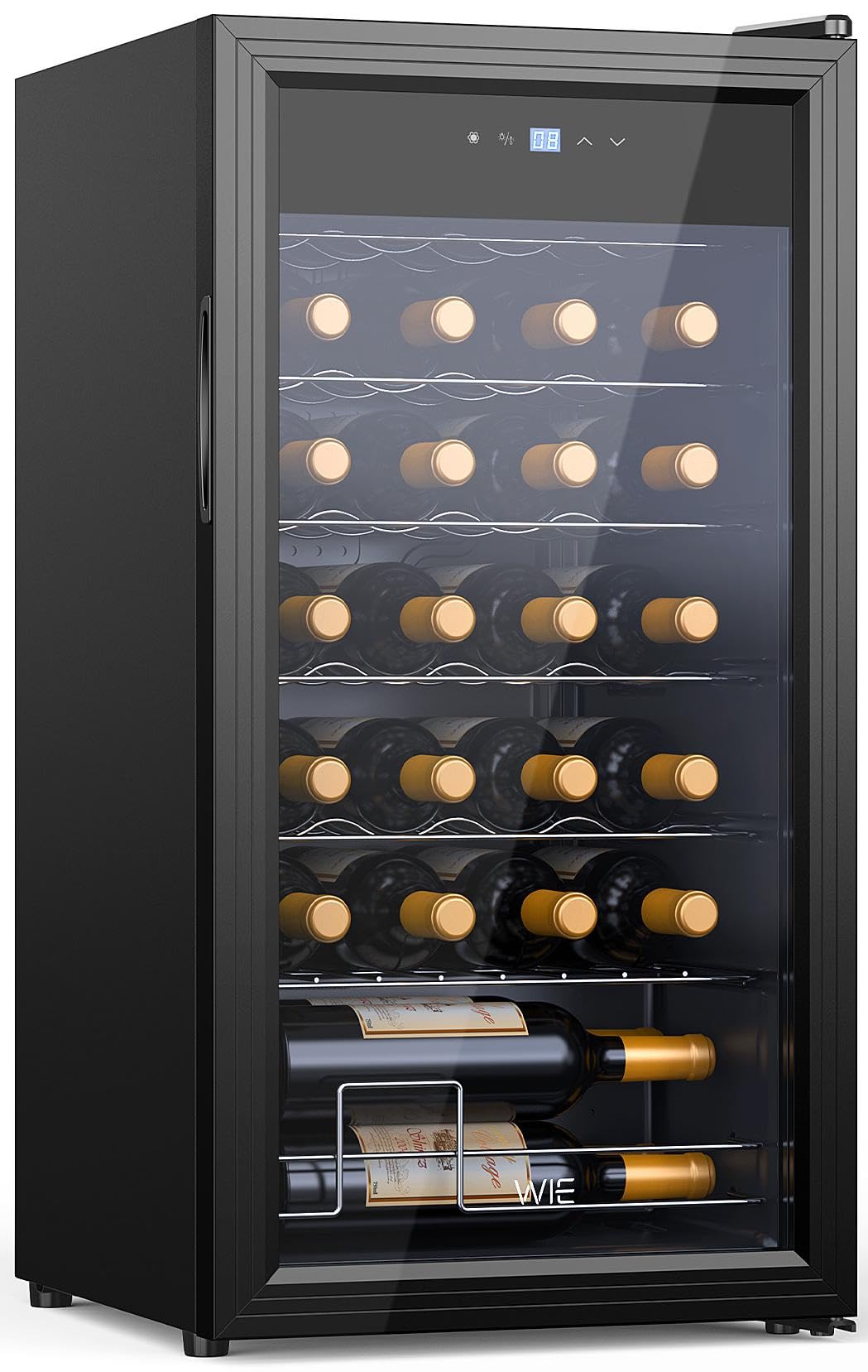 WIE Weinkühlschrank 82 L für 28 Flaschen – Kompressor, 5–18 °C, Glastür mit LED-Touchpanel, Anti-UV, kompakt & stilvoll