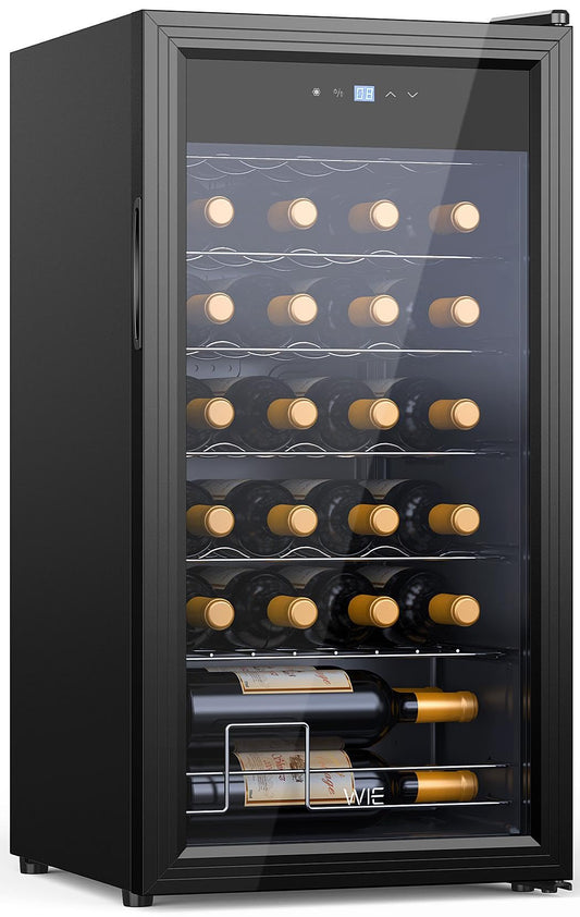 WIE Weinkühlschrank 82 L für 28 Flaschen – Kompressor, 5–18 °C, Glastür mit LED-Touchpanel, Anti-UV, kompakt & stilvoll