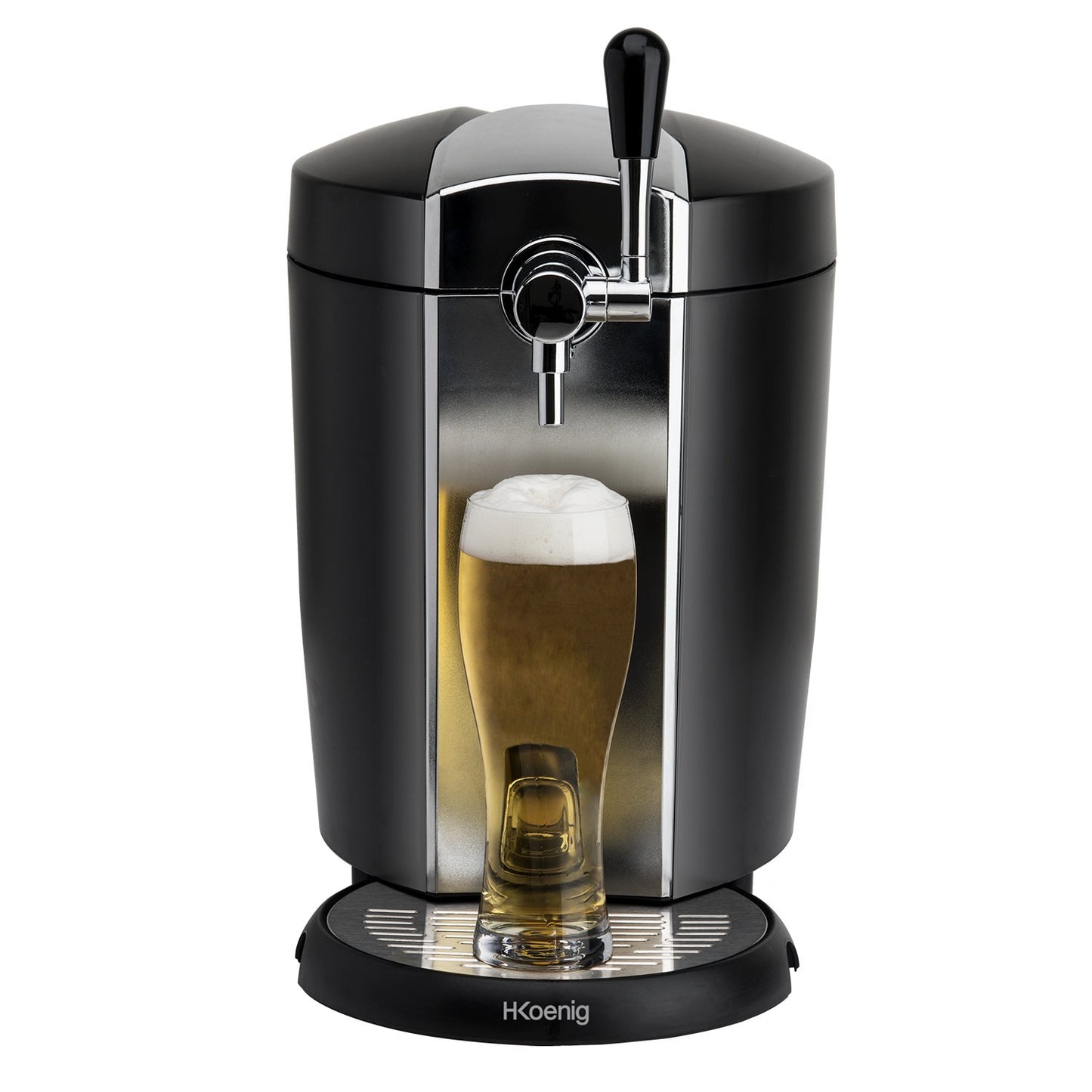 H.Koenig Bierzapfanlage BW1778 – Für 5L Universal-Druckfässer, integrierte Kühlung 4 °C, Edelstahl, professionell & universell